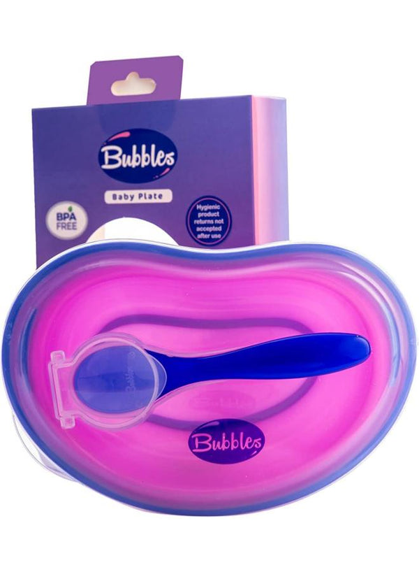 بابلز طبق بغطاء ومعلقة روز