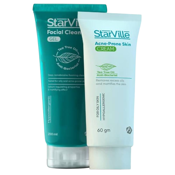 Starville Facial Cleanser 200Ml Gel+ Acne 60Mg Cream