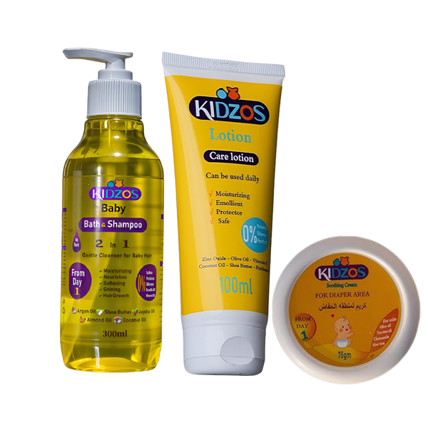 كيدزوس لوشون+ شامبو +ك حفاض+ كماده